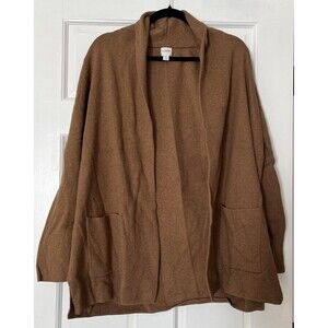 J Crew Sweater Blazer Women XL Camel Tan Chelsea Open Front Cotton Teacher Prep